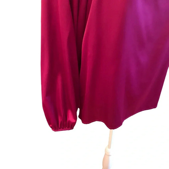 NWOT Joy Magenta Purple Satin Blouse - Picture 11 of 13